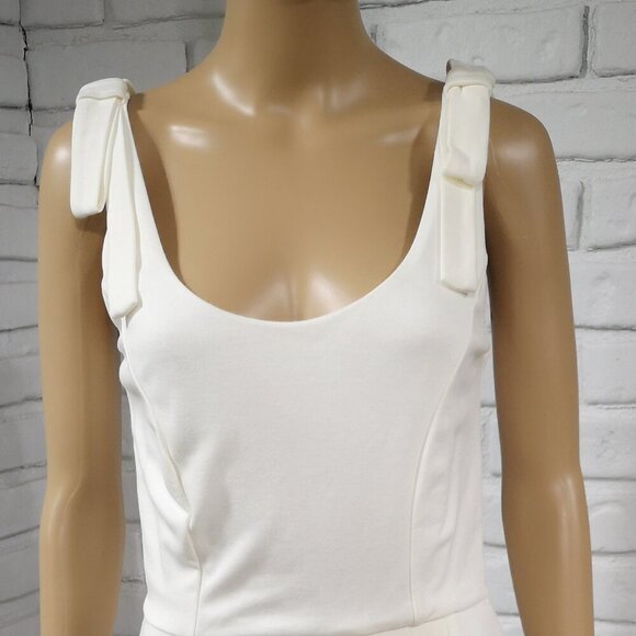 Venus Ladies Size Medium Off White w/ Lace Detail Lined Sleeveless Midi Dress - Picture 9 of 12